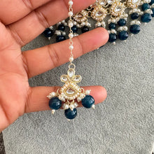 Teal Blue pearl Kundan Necklace/Bollywood Jewelry/Indian bridal Kundan necklace/indian Pakistani Punjabi wedding jewelry