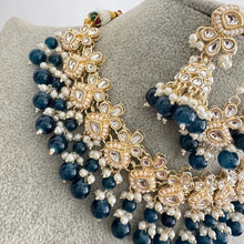 Teal Blue pearl Kundan Necklace/Bollywood Jewelry/Indian bridal Kundan necklace/indian Pakistani Punjabi wedding jewelry