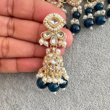 Teal Blue pearl Kundan Necklace/Bollywood Jewelry/Indian bridal Kundan necklace/indian Pakistani Punjabi wedding jewelry
