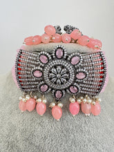 Pink CZ Diamond Choker necklace, American Diamond Necklace,Indian pakistani jewelry for wedding, gift for her,bridal jewelry