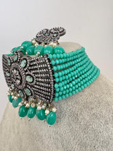 Sea Green CZ Diamond Choker necklace, American Diamond Necklace,Indian pakistani jewelry for wedding, gift for her,bridal jewelry