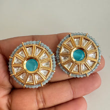 Moissanite Kundan Stud Earrings/ Indian Studs/ Green, Rani, Maroon Studs/ Indian Earrings/ Indian Jewelry/ Polki Studs/ Jadao Kundan/ Sabyas