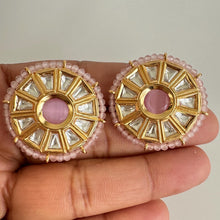 Moissanite Kundan Stud Earrings/ Indian Studs/ Green, Rani, Maroon Studs/ Indian Earrings/ Indian Jewelry/ Polki Studs/ Jadao Kundan/ Sabyas