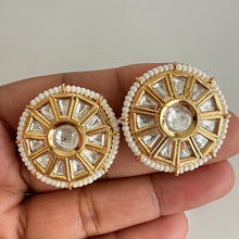 Moissanite Kundan Stud Earrings/ Indian Studs/ Green, Rani, Maroon Studs/ Indian Earrings/ Indian Jewelry/ Polki Studs/ Jadao Kundan/ Sabyas