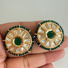 Moissanite Kundan Stud Earrings/ Indian Studs/ Green, Rani, Maroon Studs/ Indian Earrings/ Indian Jewelry/ Polki Studs/ Jadao Kundan/ Sabyas