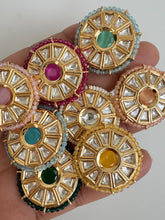 Moissanite Kundan Stud Earrings/ Indian Studs/ Green, Rani, Maroon Studs/ Indian Earrings/ Indian Jewelry/ Polki Studs/ Jadao Kundan/ Sabyas