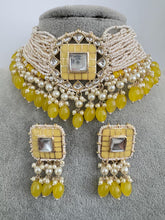 Yellow Meenakari Pearl Kundan Choker Necklace/Traditional Ethnic Jewelry/Kundan Jewelry Set/Indian Pakistani wedding Jewelry