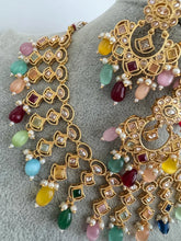 Navratan Gold Polki Kundan Necklace set/Statement Necklace Set/Indian Jewelry/Pakistani Jewelry set/Wedding necklace/Bridal necklace/Indian