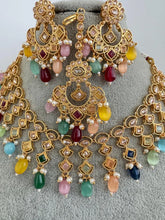 Navratan Gold Polki Kundan Necklace set/Statement Necklace Set/Indian Jewelry/Pakistani Jewelry set/Wedding necklace/Bridal necklace/Indian