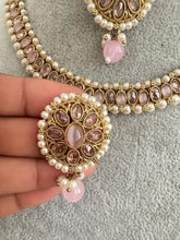 Pink Antique Polki Kundan necklace set/Reverse Ad Necklace/Statement necklace/Indian/Punjabi Necklace/Pakistani Jewelry/Bridal necklace/