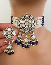 Blue victorian Polki Kundan necklace, Sabyasachi Designer necklace,Bollywood, Indian Pakistani Jewelry for Wedding, bridal jewelry
