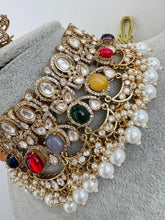 Karishma Kapoor inspired Navratan Uncut Moissanite Polki Kundan Royal Choker Necklace Set/Indian Wedding Collection,Bridal Jewelry