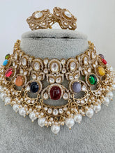 Karishma Kapoor inspired Navratan Uncut Moissanite Polki Kundan Royal Choker Necklace Set/Indian Wedding Collection,Bridal Jewelry