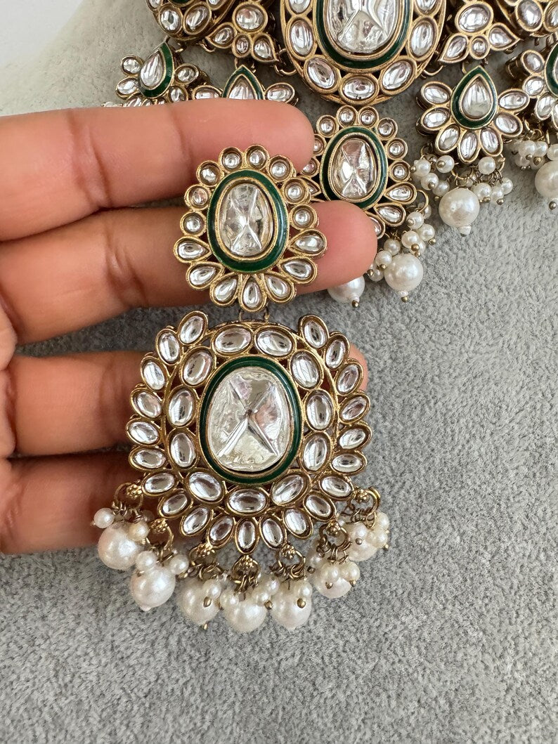 White pearl Kundan choker necklace, Kundan Choker Necklace Indian pakistani jewelry for wedding, Bridemaid jewelry, Indian Pakistani jewelry