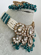 RamaGreen Pearl Kundan Choker Necklace Set, Pearl Kundan Choker, Bollywood Jewelry, Indian Pakistani jewelry for wedding