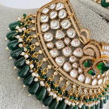 Green Moissanite Polki Kundan Necklace/Sabyasachi Designer Necklace/Indian Celebrity/Indian Pakistani Wedding Jewelry, Semi Precious