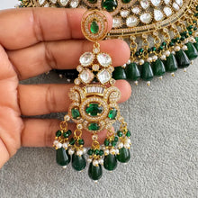 Green Moissanite Polki Kundan Necklace/Sabyasachi Designer Necklace/Indian Celebrity/Indian Pakistani Wedding Jewelry, Semi Precious