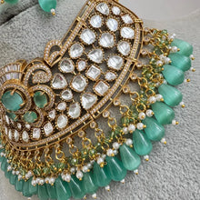 Mint Moissanite Polki Kundan Necklace/Sabyasachi Designer Necklace/Indian Celebrity/Indian Pakistani Wedding Jewelry, Semi Precious
