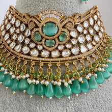 Mint Moissanite Polki Kundan Necklace/Sabyasachi Designer Necklace/Indian Celebrity/Indian Pakistani Wedding Jewelry, Semi Precious