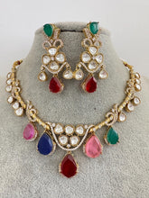 Multi Doublet Moissanite Polki Kundan Necklace, Victorian Indian Jewelry, Fusion Necklace, Wedding necklace, Pakistani Jewelry