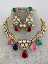 Multi Doublet Moissanite Polki Kundan Necklace, Victorian Indian Jewelry, Fusion Necklace, Wedding necklace, Pakistani Jewelry