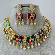Navratan Fine Kundan Indian Necklace, Inlay work Wedding necklace, Fine kundan jewelry, Pakistani Jewelry, Indian Jewelry, Bridal Jewelry