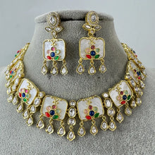 Navratan Fine Kundan Indian Necklace, Inlay work Wedding necklace, Fine kundan jewelry, Pakistani Jewelry, Indian Jewelry, Bridal Jewelry
