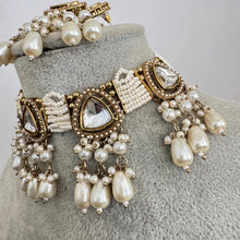 White Antique Uncut Kundan Necklace Set/Kundan Choker/Bollywood Jewelry/ Indian jewelry/ Pakistani necklace/ punjabi necklace indian wedding