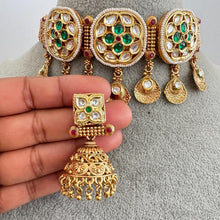 Green Gold fine kundan choker necklace, Indian gold necklace, Kundan choker, Indian Pakistani jewelry for wedding,