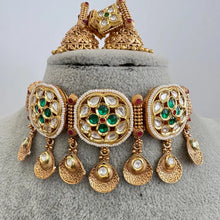 Green Gold fine kundan choker necklace, Indian gold necklace, Kundan choker, Indian Pakistani jewelry for wedding,
