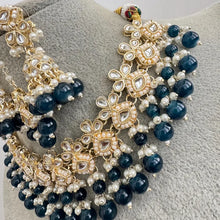 Teal Blue pearl Kundan Necklace/Bollywood Jewelry/Indian bridal Kundan necklace/indian Pakistani Punjabi wedding jewelry