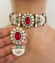 Victorian Mother Of Pearl Statement Choker, Sabyasachi Inspired Choker, Designer necklace,Indian Pakistani Jewelry for Wedding
