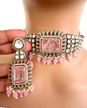 Baby Pink Doublet Moissanite Polki CZ Diamond Choker Necklace, Indian Jewelry,Sabyasachi Bridal Necklace,Designer Jewelry,Indian Wedding