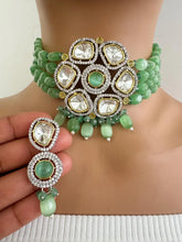 Mint Pista Victorian dual tone uncut polki kundan Choker/Sabyasachi Necklace/Kundan Jewelry Set/Indian wedding collection/Bridal Necklace