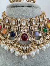 Karishma Kapoor inspired Navratan Uncut Moissanite Polki Kundan Royal Choker Necklace Set/Indian Wedding Collection,Bridal Jewelry