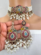 Multi antique Polki Kundan Choker Necklace, Indian necklace set, Indian Pakistani Wedding Jewelry