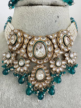 RamaGreen Pearl Kundan Choker Necklace Set, Pearl Kundan Choker, Bollywood Jewelry, Indian Pakistani jewelry for wedding