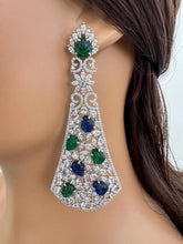 Blue Green Long Cocktail CZ Diamond Earring, American Diamond earrings/Indian Jewelry/Pakistani Jewelry,CZ earrings/AD earrings/Gift for her IndianJewelTrends 4.5 out of 5 stars
