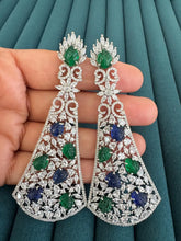 Blue Green Long Cocktail CZ Diamond Earring, American Diamond earrings/Indian Jewelry/Pakistani Jewelry,CZ earrings/AD earrings/Gift for her IndianJewelTrends 4.5 out of 5 stars