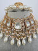 White Bridal Mossinate Polki Kundan Victorian Necklace, Sabyasachi Necklace, Wedding necklace, Semi Precious Jewelry, Bollywood Celebrity