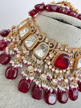 Ruby Red Bridal Mossinate Polki Kundan Victorian Necklace, Sabyasachi Necklace, Wedding necklace, Semi Precious Jewelry, Bollywood Celebrity