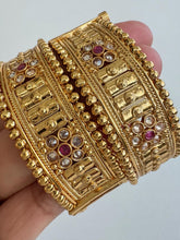 Ruby Polki Gold bangle Pair, Indian bangles,Antique Rajwadi Openable bangles,Temple Jewelry, South indian jewelry, Indian Pakistani bangles