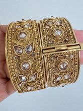 Gold plated Polki openable bangle pair/Statement Kada/Kundan Bangles/Bridal Bangle/Indian Wedding/Pakistani/Punjabi