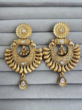 Gold Plated chandbali Earrings, Indian Earrings, Antique Chand Earring With Gold Plating, Indian Pakistani wedding jewelry, Gift for her