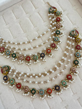 Multi Dull Gold kundan pearl Ear Chain/Sahare/Pearl kaan chain/Earring support chain/Indian Jewelry/Pakistani Jewelry/Kaan sahara Chain