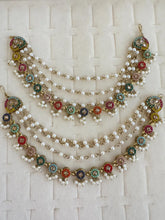 Multi Dull Gold kundan pearl Ear Chain/Sahare/Pearl kaan chain/Earring support chain/Indian Jewelry/Pakistani Jewelry/Kaan sahara Chain