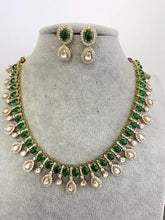 Green Victorian Moissanite polki Cz diamond Necklace, Indian Bridal Jewelry, Bollywood Sabyasachi Designer necklace, Pakistani Wedding
