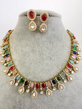 Multi Victorian Moissanite polki Cz diamond Necklace, Indian Bridal Jewelry, Bollywood Sabyasachi Designer necklace, Pakistani Wedding