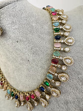 Multi Victorian Moissanite polki Cz diamond Necklace, Indian Bridal Jewelry, Bollywood Sabyasachi Designer necklace, Pakistani Wedding