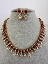 Ruby Victorian Moissanite polki Cz diamond Necklace, Indian Bridal Jewelry, Bollywood Sabyasachi Designer necklace, Pakistani Wedding